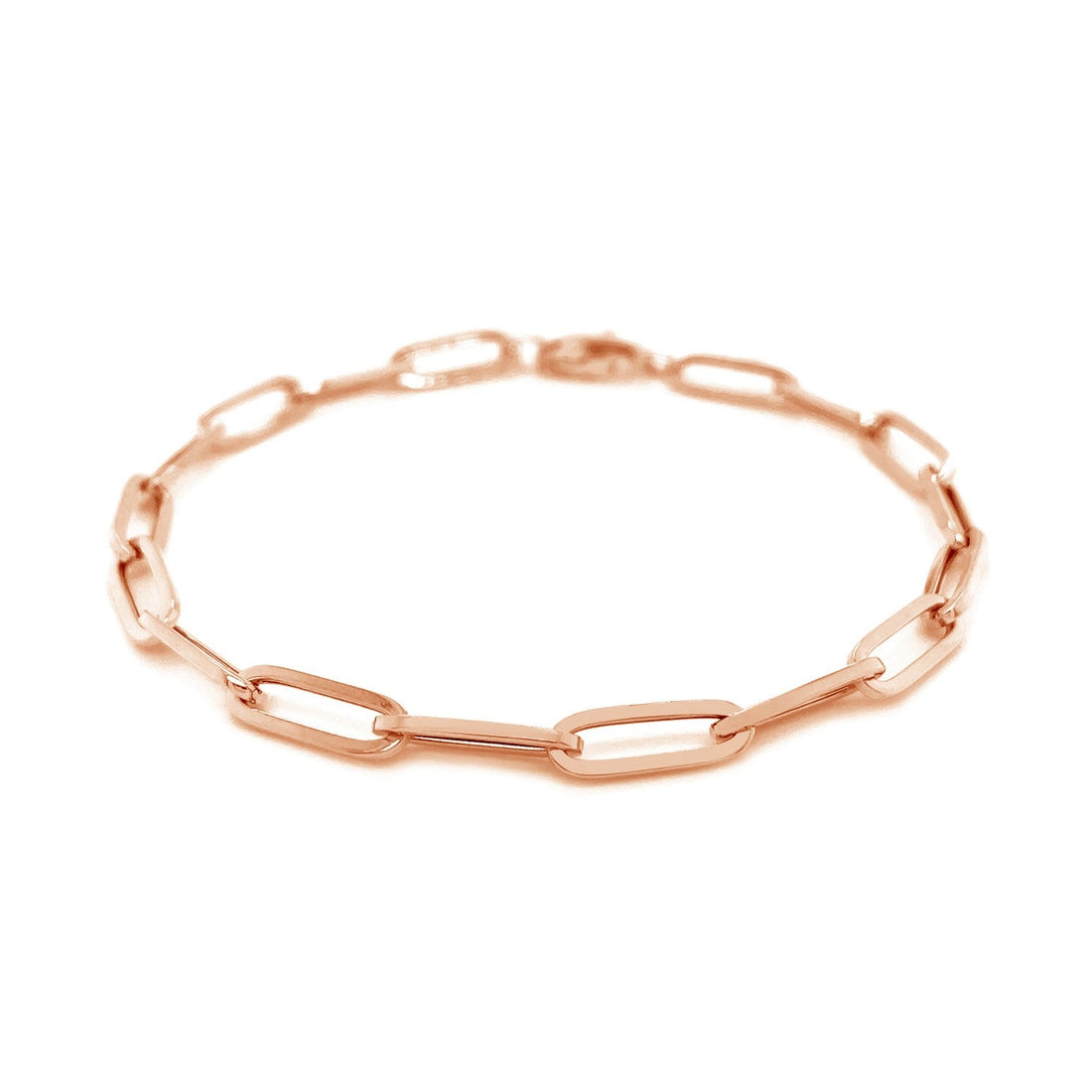 14K Rose Gold Bold Paperclip Chain Bracelet (4.20 mm) - Coolpeacock