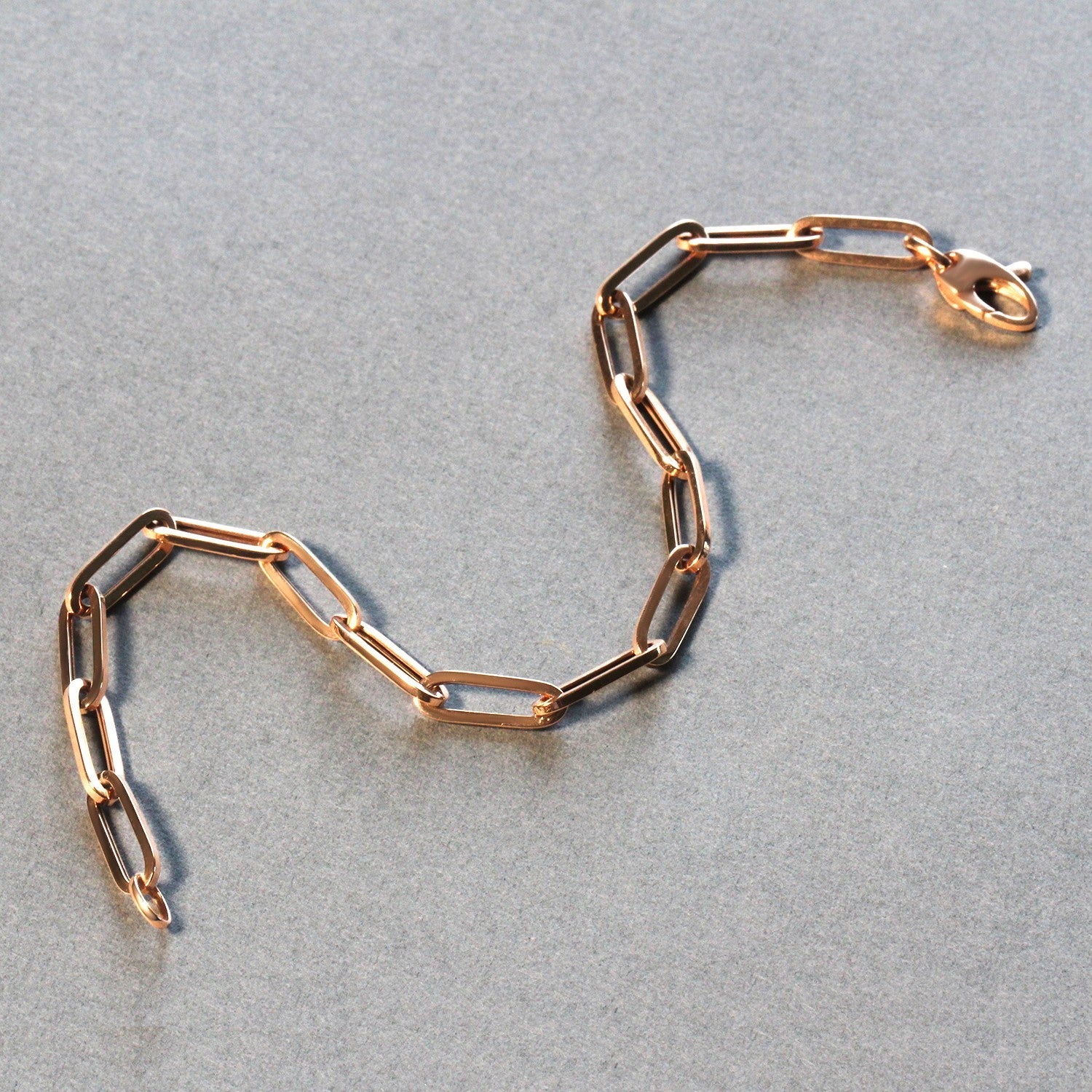 14K Rose Gold Bold Paperclip Chain Bracelet (4.20 mm) - Coolpeacock
