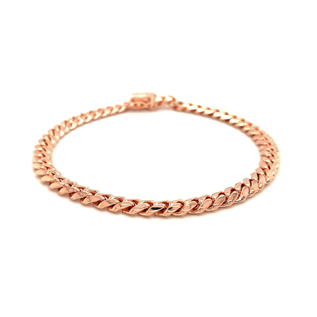 14k Rose Gold Classic Miami Cuban Solid Bracelet (6.10 mm) - Coolpeacock