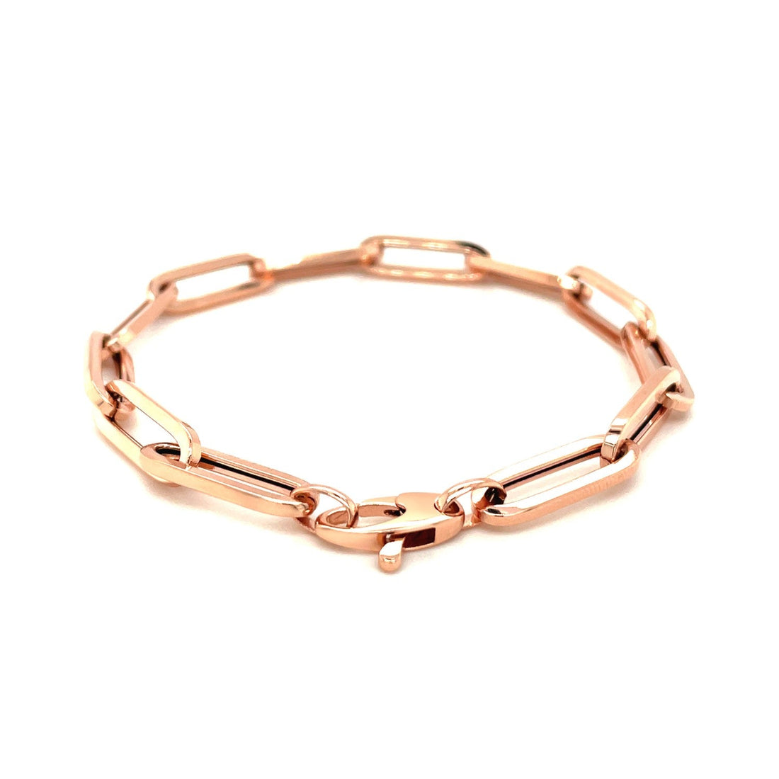 14K Rose Gold Extra Wide Paperclip Chain Bracelet (6.10 mm) - Coolpeacock