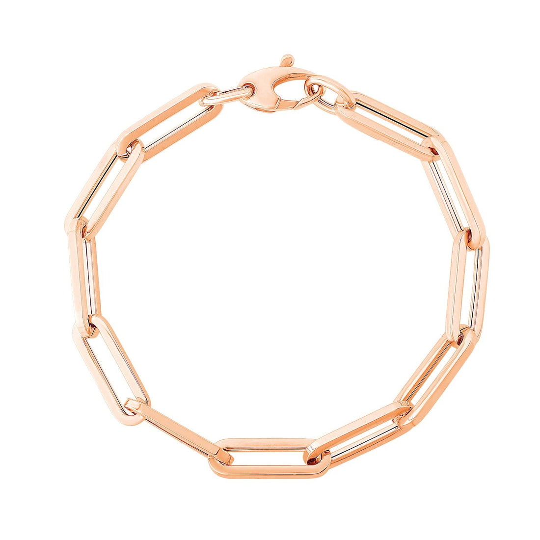 14K Rose Gold Extra Wide Paperclip Chain Bracelet (6.10 mm) - Coolpeacock