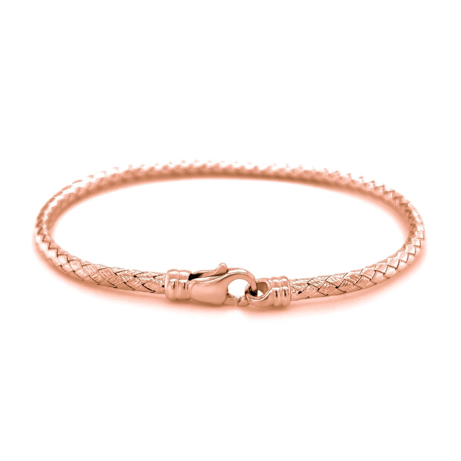 14k Rose Gold Fancy Weave Motif Bangle (3.40 mm) - Coolpeacock