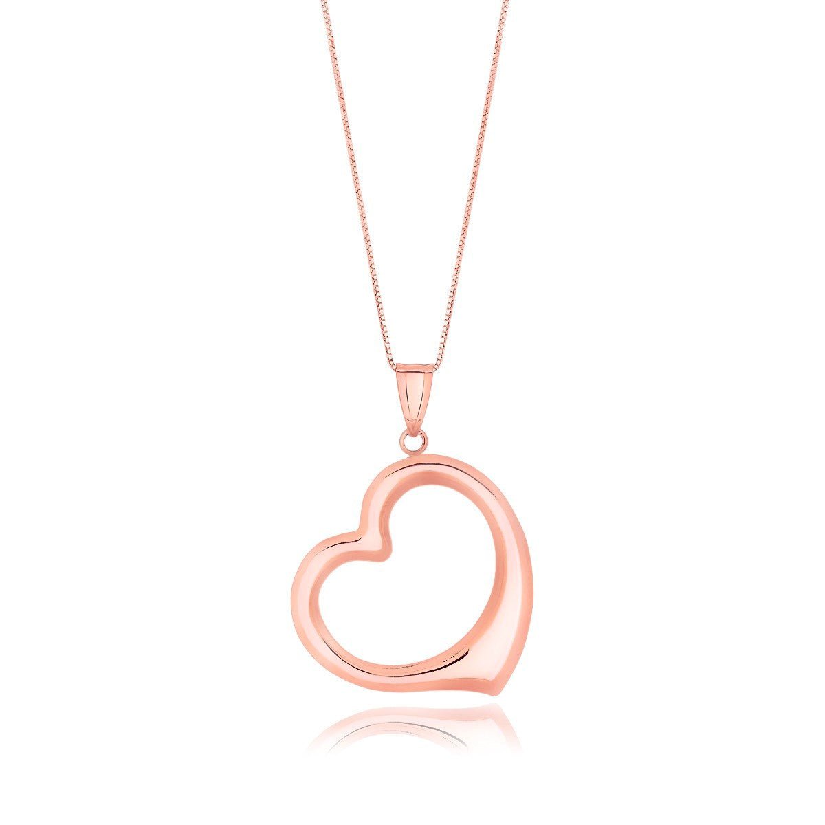 14k Rose Gold Floating Heart Drop Pendant - Coolpeacock