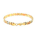14k Tri - Color Gold Fancy Satin Heart Line Bracelet (6.35 mm) - Coolpeacock