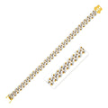 14k Two Tone Gold 8 1/4 inch Curb Chain Bracelet with White Pave (9.50 mm) - Coolpeacock