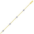 14k Two Tone Gold Anklet with Diamond Cut Heart Style Stations - Coolpeacock