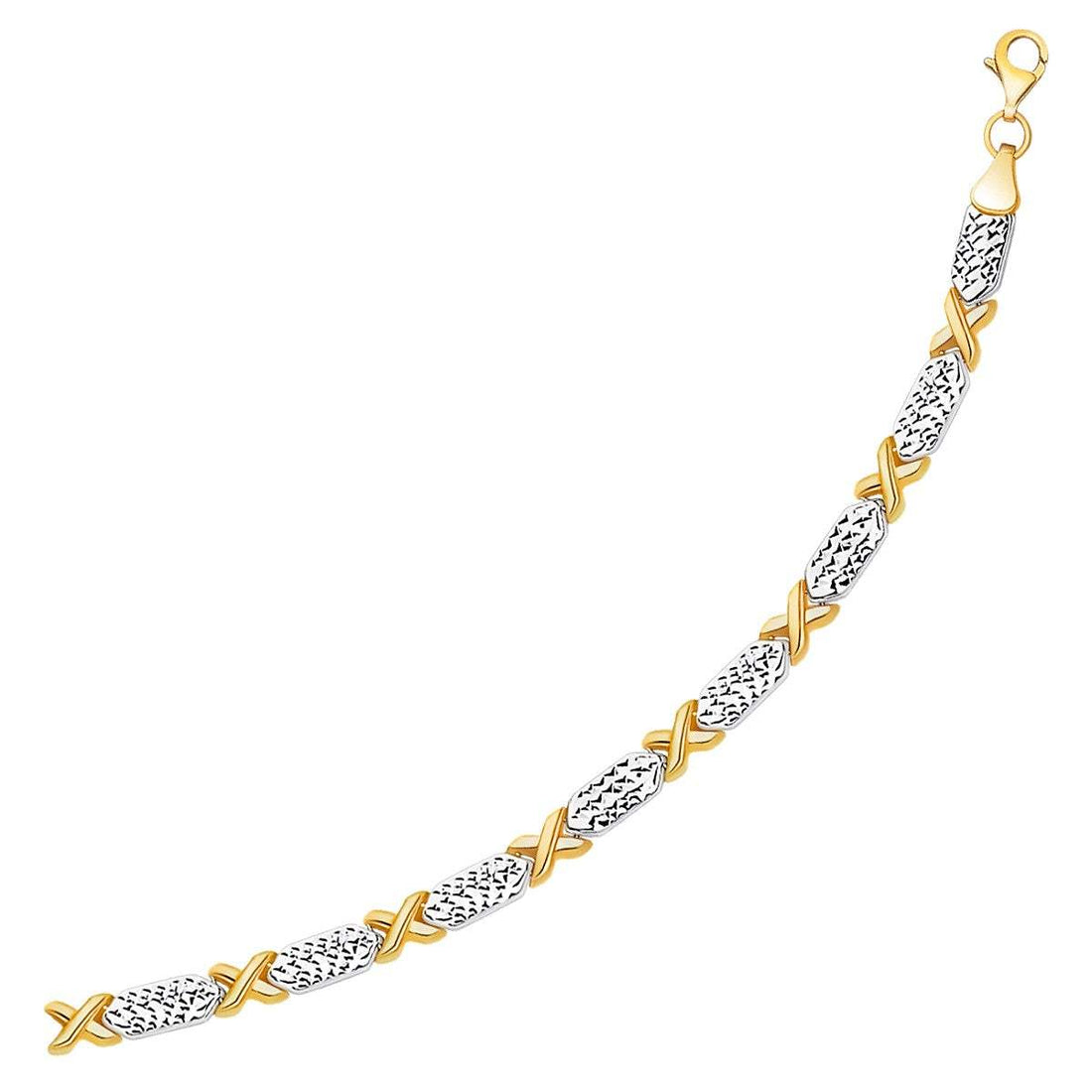 14k Two - Tone Gold Bracelet Fancy X Line (4.80 mm) - Coolpeacock