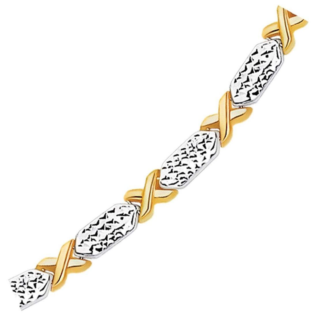 14k Two - Tone Gold Bracelet Fancy X Line (4.80 mm) - Coolpeacock