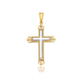 14k Two - Tone Gold Cross Pendant with an Ornate Budded Style - Coolpeacock
