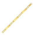 14k Two - Tone Gold Fancy Bar Style Mens Bracelet with Curved Connectors (9.65 mm) - Coolpeacock