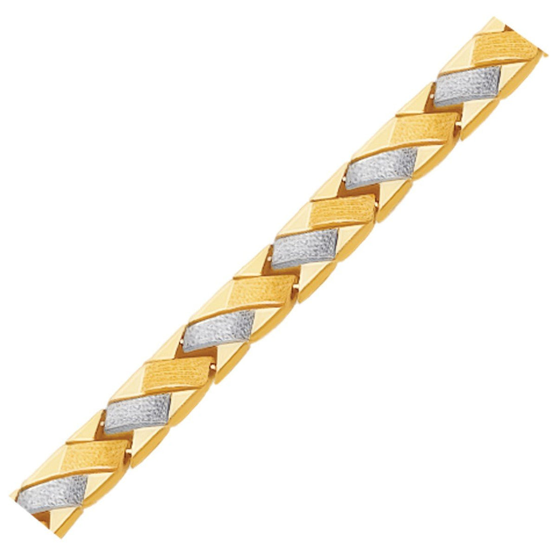 14k Two - Tone Gold Fancy Weave Bracelet with Contrasting Finish (6.35 mm) - Coolpeacock