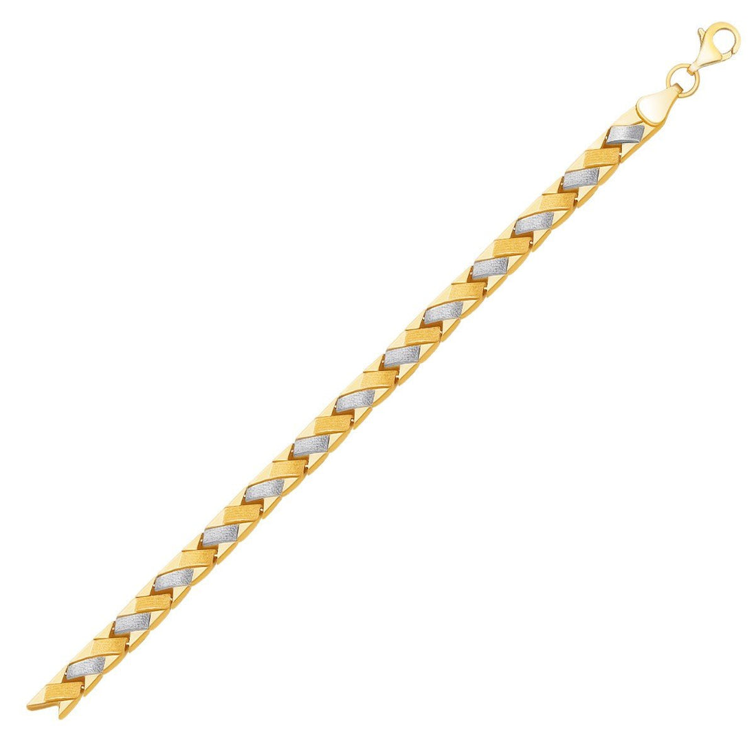 14k Two - Tone Gold Fancy Weave Bracelet with Contrasting Finish (6.35 mm) - Coolpeacock