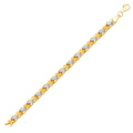 14k Two - Tone Gold Fancy Weave Bracelet with Contrasting Finish (6.35 mm) - Coolpeacock