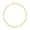 14k Two Tone Gold High Polish Diamond Cut Link Chain Bracelet (3.20 mm) - Coolpeacock
