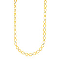 14k Two - Tone Gold Multi - Textured Oval Link Fancy Necklace - Coolpeacock