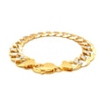 14k Two Tone Gold Pave Curb Bracelet (12.18 mm) - Coolpeacock