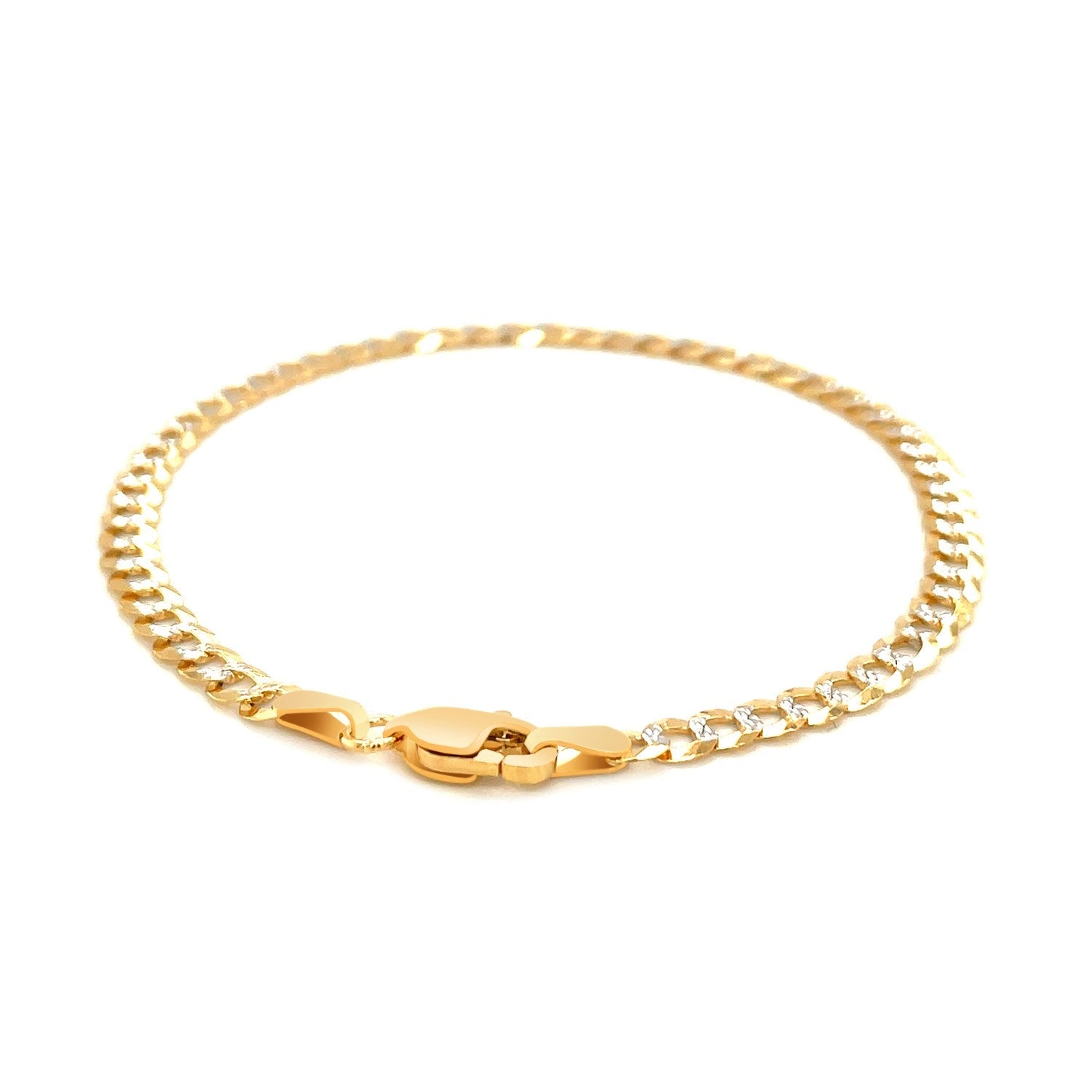 14k Two Tone Gold Pave Curb Bracelet (3.60 mm) - Coolpeacock