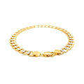 14k Two Tone Gold Pave Curb Bracelet (7.00 mm) - Coolpeacock