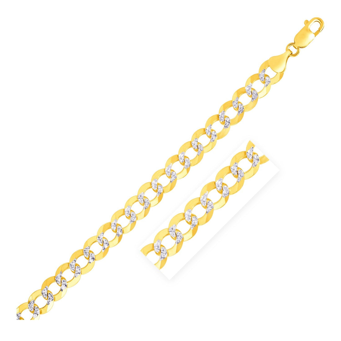 14k Two Tone Gold Pave Curb Bracelet (8.30 mm) - Coolpeacock