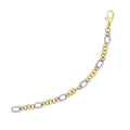 14k Two - Tone Gold Rope Motif Oval and Round Link Chain Bracelet (8.80 mm) - Coolpeacock