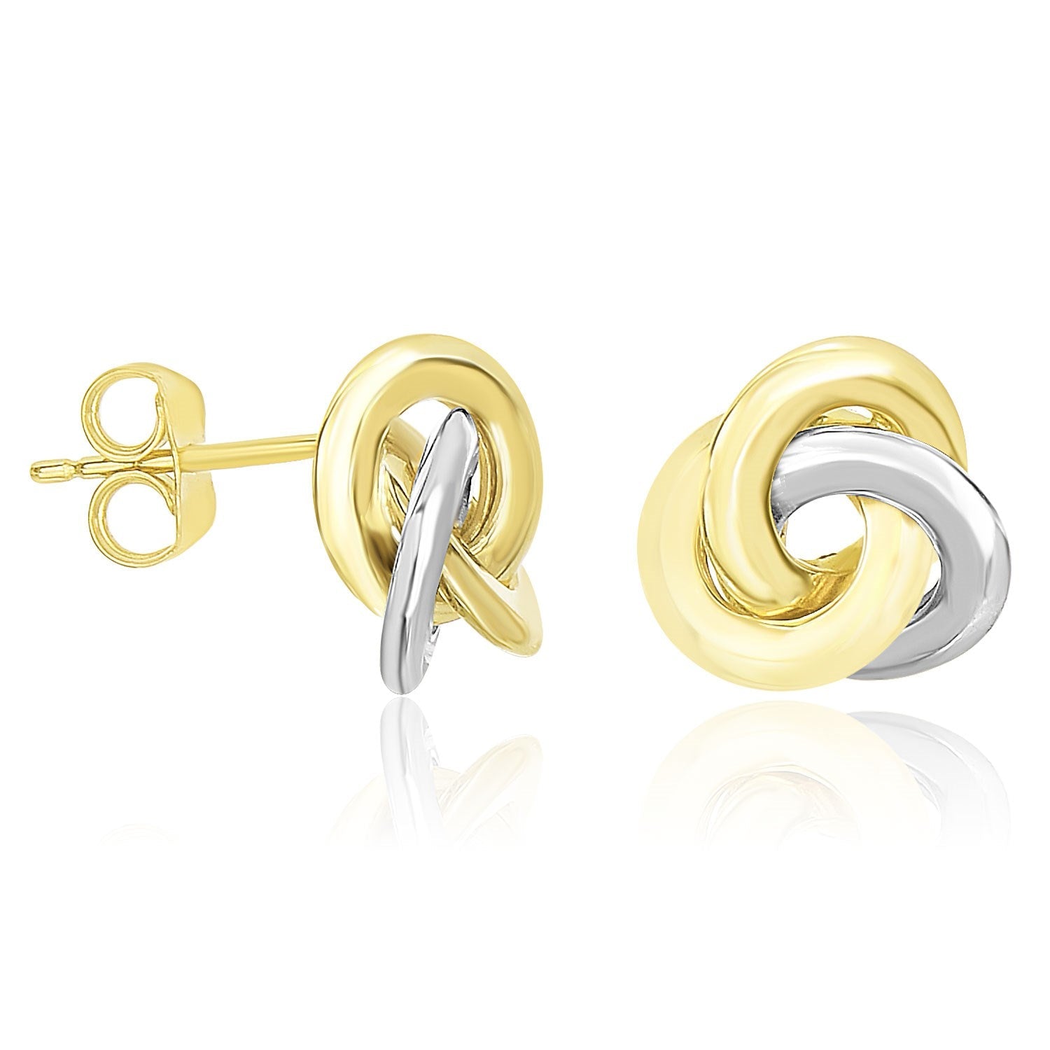 14k Two - Tone Gold Shiny Intertwined Open Circle Earrings - Coolpeacock