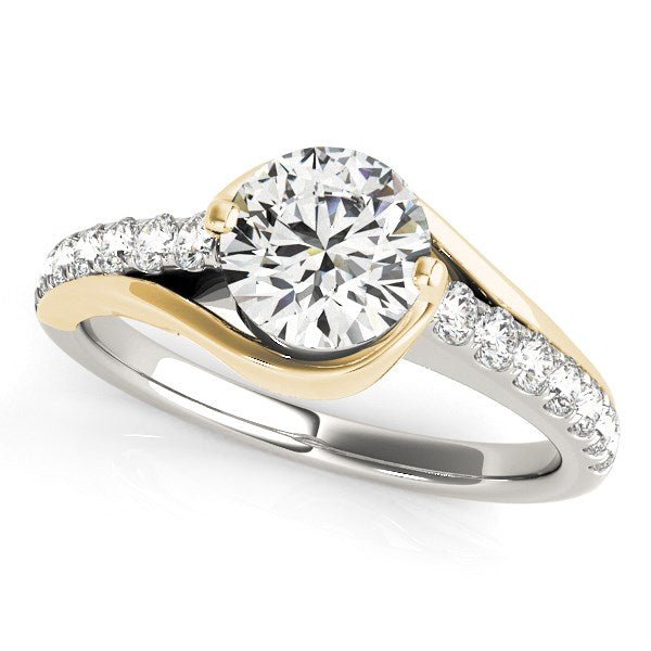 14k Two Tone Gold Split Shank Style Diamond Engagement Ring (1 1/4 cttw) - Coolpeacock