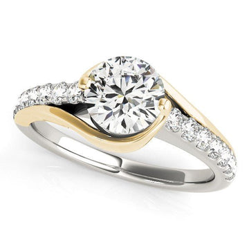 14k Two Tone Gold Split Shank Style Diamond Engagement Ring (1 1/4 cttw) - Coolpeacock