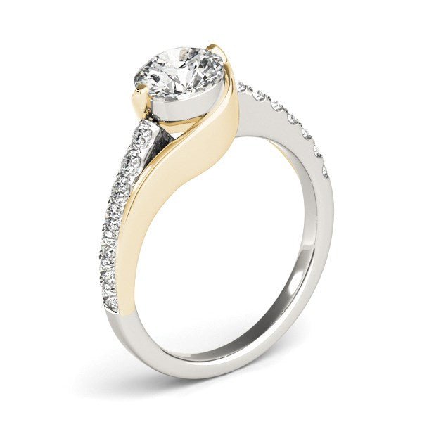14k Two Tone Gold Split Shank Style Diamond Engagement Ring (1 1/4 cttw) - Coolpeacock