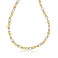 14k Two - Tone Round and Cable Style Link Necklace - Coolpeacock