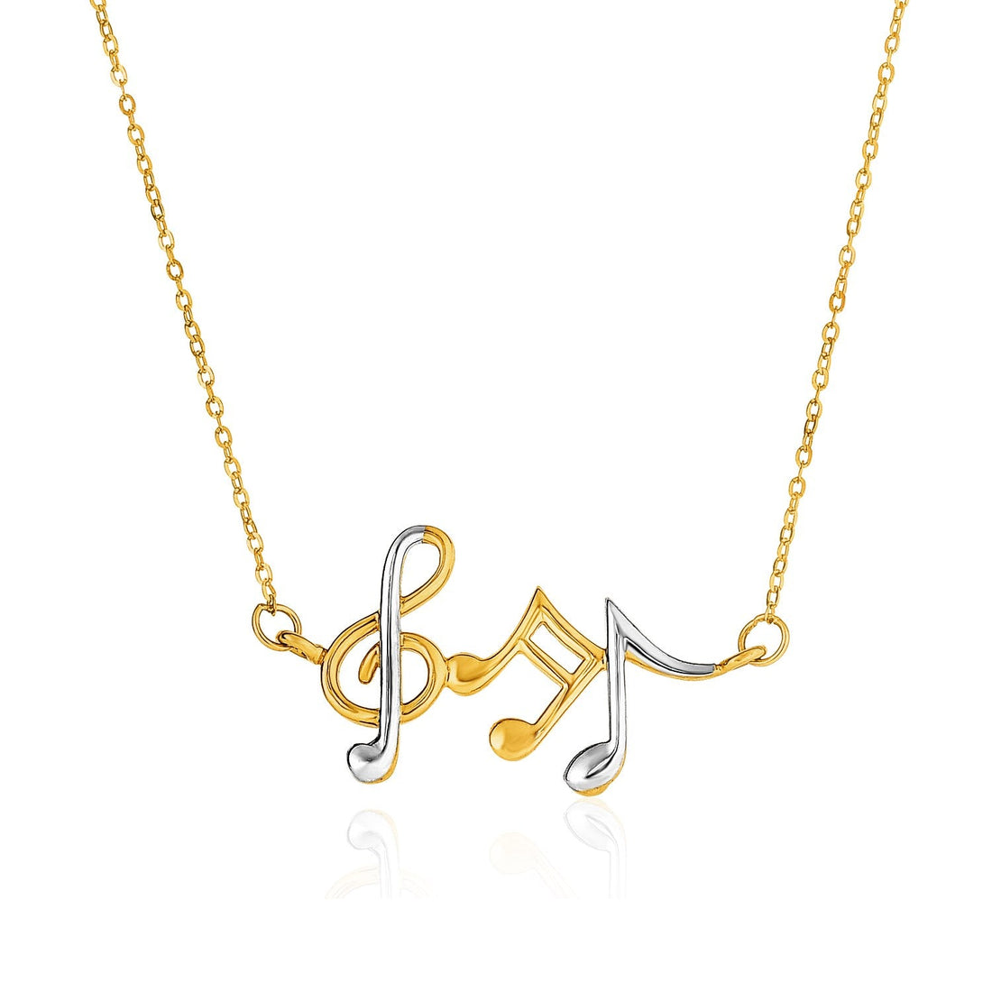 14k Two - Toned Yellow and White Gold Musical Notes Necklace - Coolpeacock