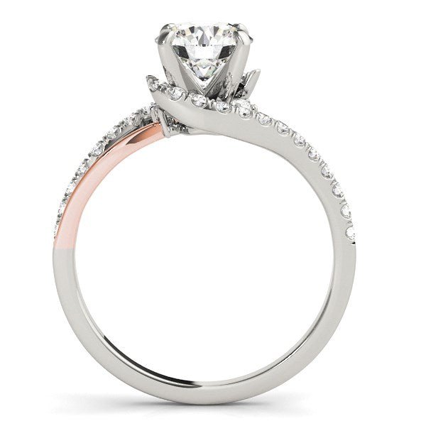 14k White And Rose Gold Bypass Shank Diamond Engagement Ring (1 1/3 cttw) - Coolpeacock