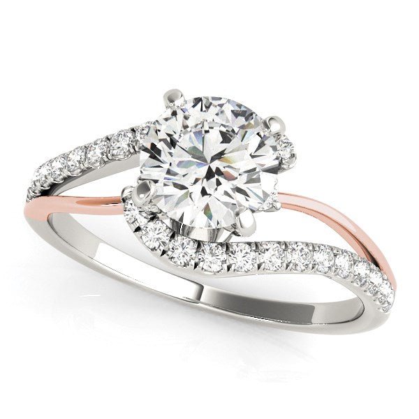 14k White And Rose Gold Bypass Shank Diamond Engagement Ring (1 1/3 cttw) - Coolpeacock