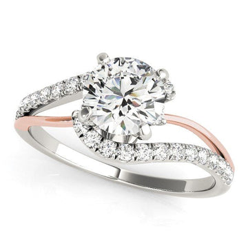 14k White And Rose Gold Bypass Shank Diamond Engagement Ring (1 1/3 cttw) - Coolpeacock