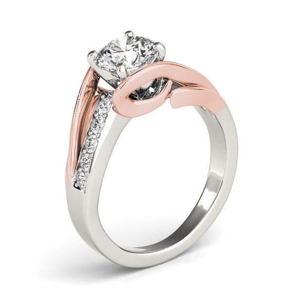 14k White And Rose Gold Bypass Shank Diamond Engagement Ring (1 1/8 cttw) - Coolpeacock