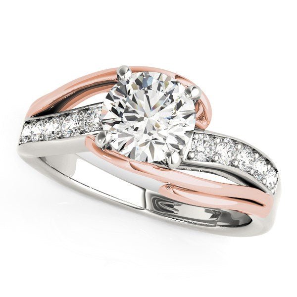 14k White And Rose Gold Bypass Shank Diamond Engagement Ring (1 1/8 cttw) - Coolpeacock