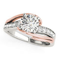 14k White And Rose Gold Bypass Shank Diamond Engagement Ring (1 1/8 cttw) - Coolpeacock
