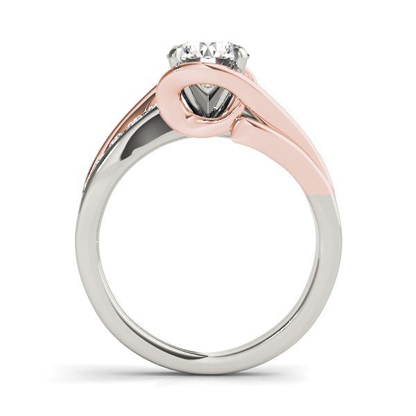 14k White And Rose Gold Bypass Shank Diamond Engagement Ring (1 1/8 cttw) - Coolpeacock