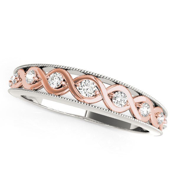 14k White And Rose Gold Infity Diamond Wedding Band (1/8 cttw) - Coolpeacock
