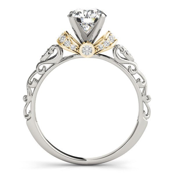 14k White And Yellow Gold Antique Style Diamond Engagement Ring (1 1/8 cttw) - Coolpeacock