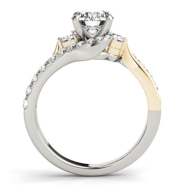 14k White And Yellow Gold Round Bypass Diamond Engagement Ring (1 1/2 cttw) - Coolpeacock