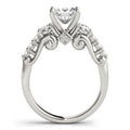 14k White Gold 3 Stone Antique Design Diamond Engagement Ring (1 3/4 cttw) - Coolpeacock