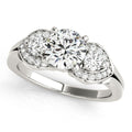 14k White Gold 3 Stone Diamond Engagement Antique Style Ring (1 3/8 cttw) - Coolpeacock