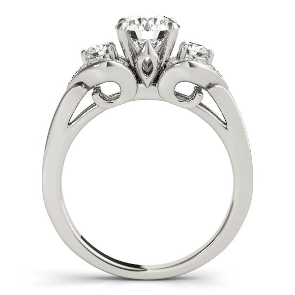 14k White Gold 3 Stone Diamond Engagement Antique Style Ring (1 3/8 cttw) - Coolpeacock