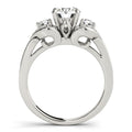14k White Gold 3 Stone Diamond Engagement Antique Style Ring (1 3/8 cttw) - Coolpeacock