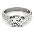 14k White Gold 3 Stone Pave Set Band Diamond Engagement Ring (1 7/8 cttw) - Coolpeacock
