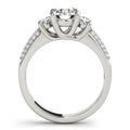 14k White Gold 3 Stone Pave Set Band Diamond Engagement Ring (1 7/8 cttw) - Coolpeacock