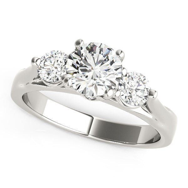 14k White Gold 3 Stone Prong Setting Diamond Engagement Ring (1 3/8 cttw) - Coolpeacock
