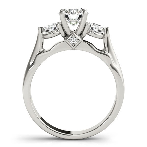 14k White Gold 3 Stone Prong Setting Diamond Engagement Ring (1 3/8 cttw) - Coolpeacock