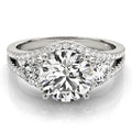 14k White Gold 3 Stone Split Pave Shank Diamond Engagement Ring (2 3/4 cttw) - Coolpeacock