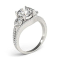 14k White Gold 3 Stone Split Pave Shank Diamond Engagement Ring (2 3/4 cttw) - Coolpeacock